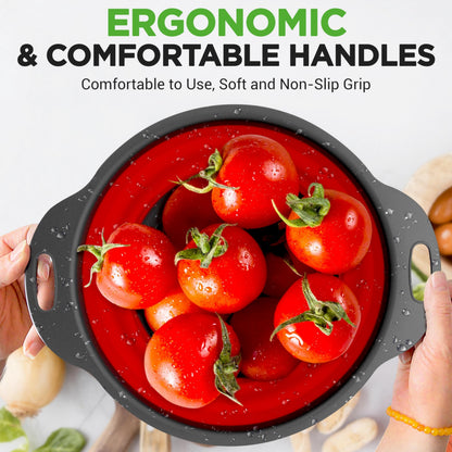 4-Piece Collapsible Colander Set – 3 Sizes with Self-Draining Tray