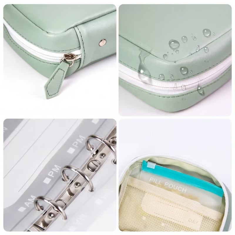 💊 14-Day Travel Pill Organizer Pouch – Reusable Writable Zip Sleeve Binder