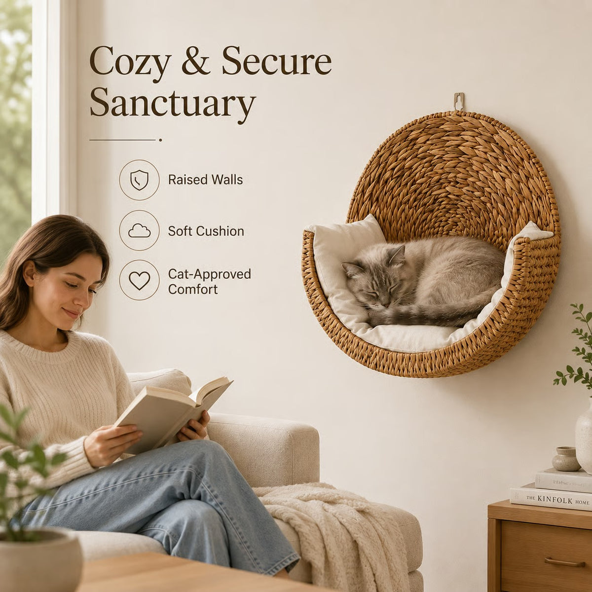 🐱 Purrfectly Cozy Handwoven Hanging Cat Bed