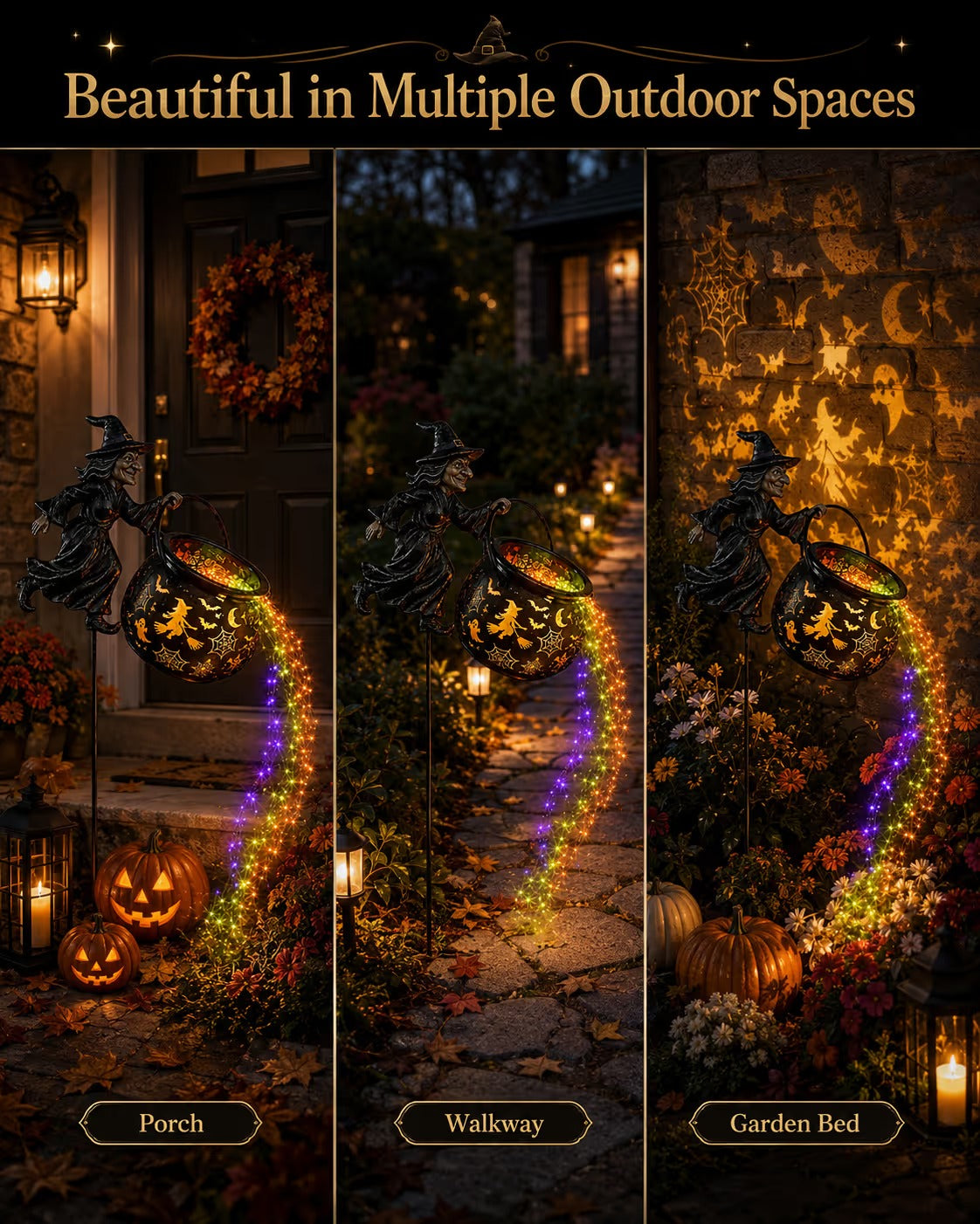 Halloween Witch Cauldron Garden Light