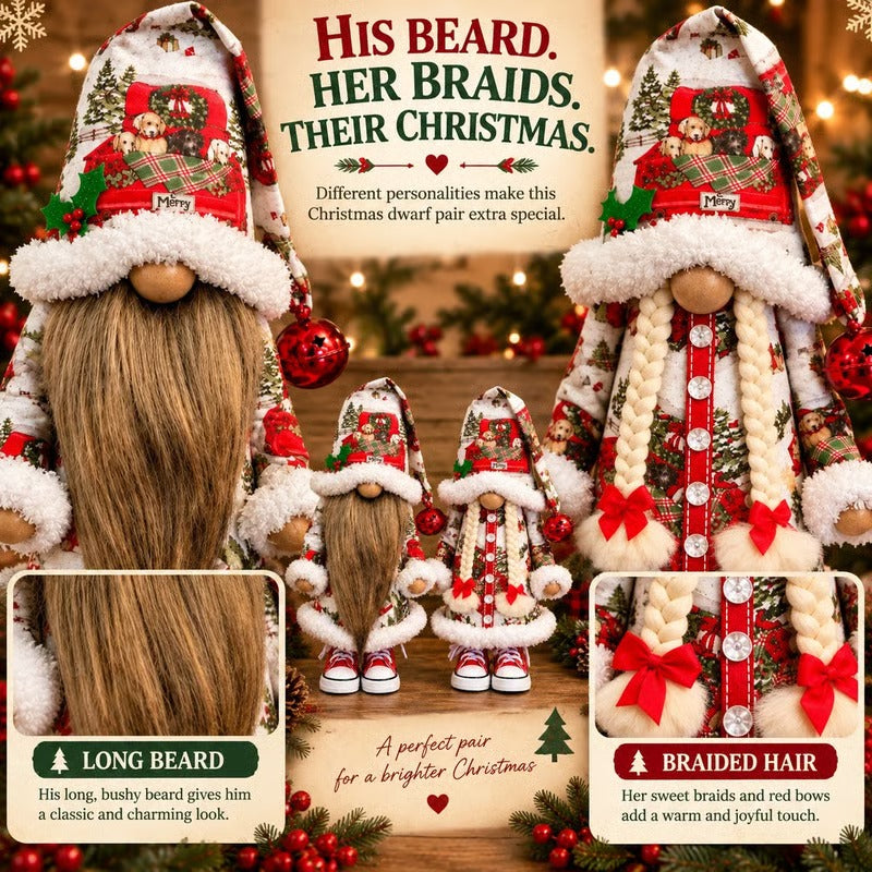 Festive Gnome Couple Figurines – Bearded & Braided Hair 🎄