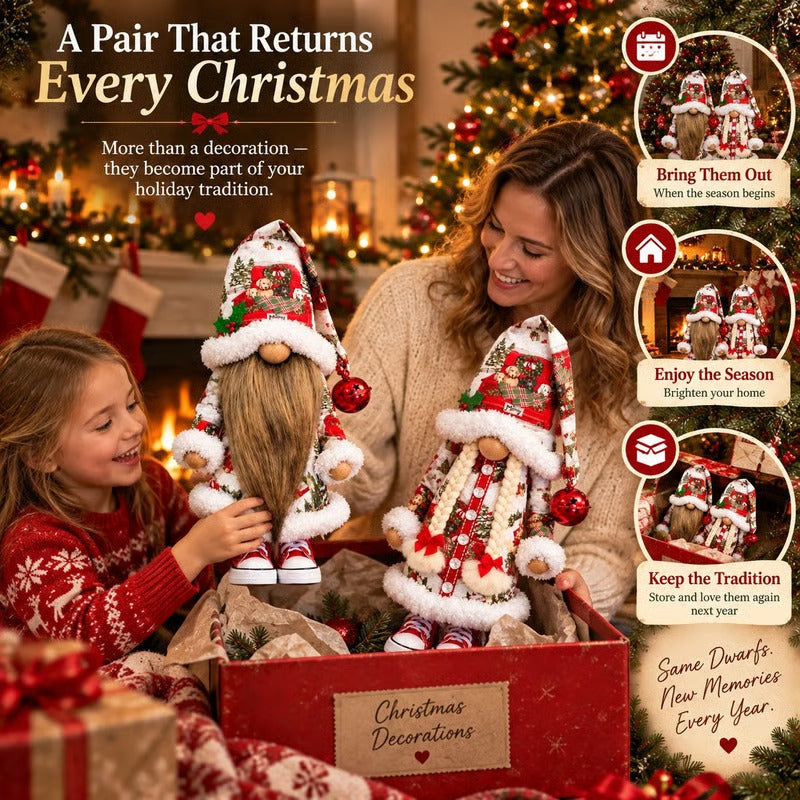 Festive Gnome Couple Figurines – Bearded & Braided Hair 🎄
