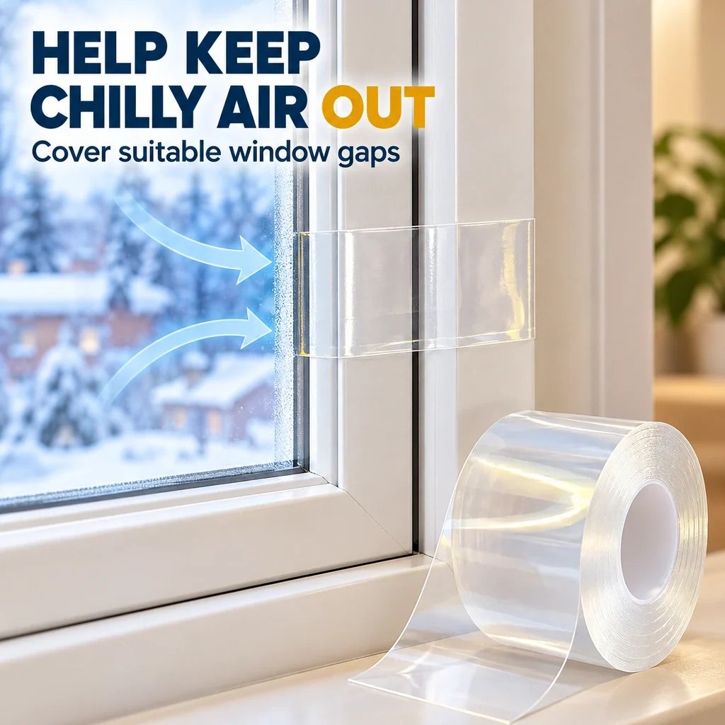 💨 Draft Stopper Clear Seal Tape – Keep Cold Air Out & Lower Energy Bills 🥶💡