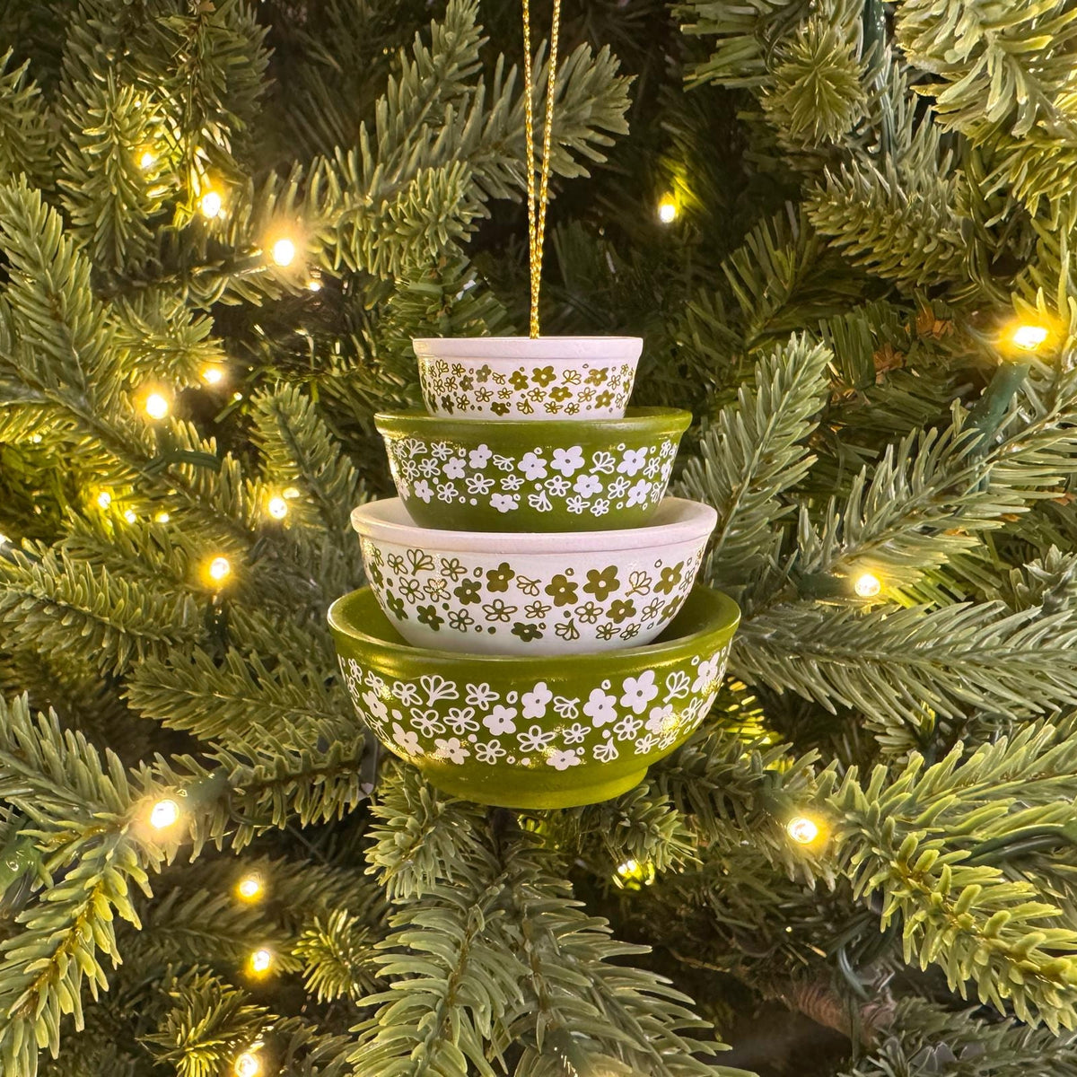 Retro Miniature Kitchen Bowl Stack Christmas Ornament Decor