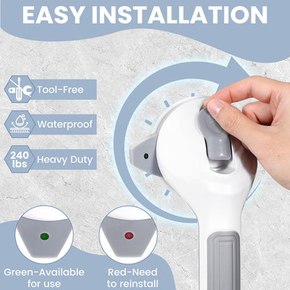 Heavy-Duty Suction Shower Grab Bars No-Drill Bathroom Safety Handle with Non-Slip Grip