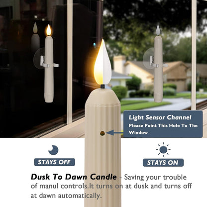 🕯️ Dusk-to-Dawn LED Window Candles with Suction Cups – 6-Pack