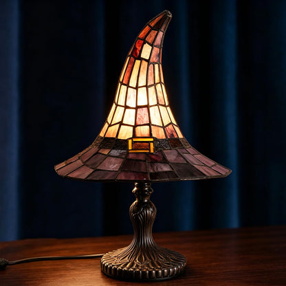 Vintage Stained Glass Witch Hat Lamp