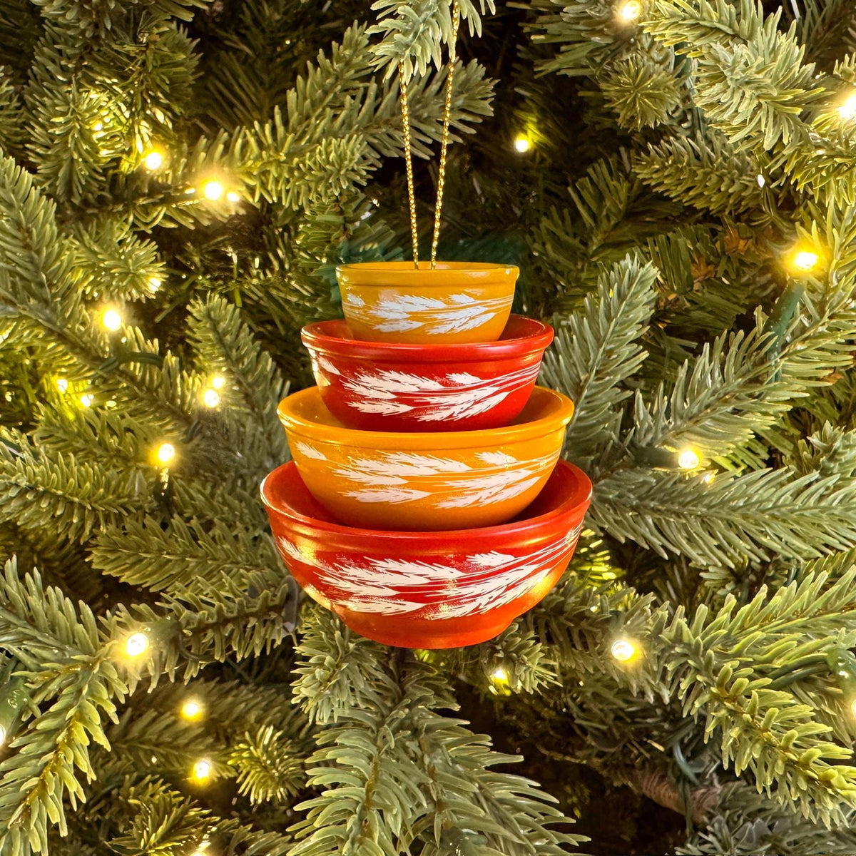 Retro Miniature Kitchen Bowl Stack Christmas Ornament Decor