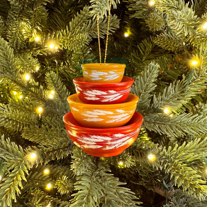 Retro Miniature Kitchen Bowl Stack Christmas Ornament Decor