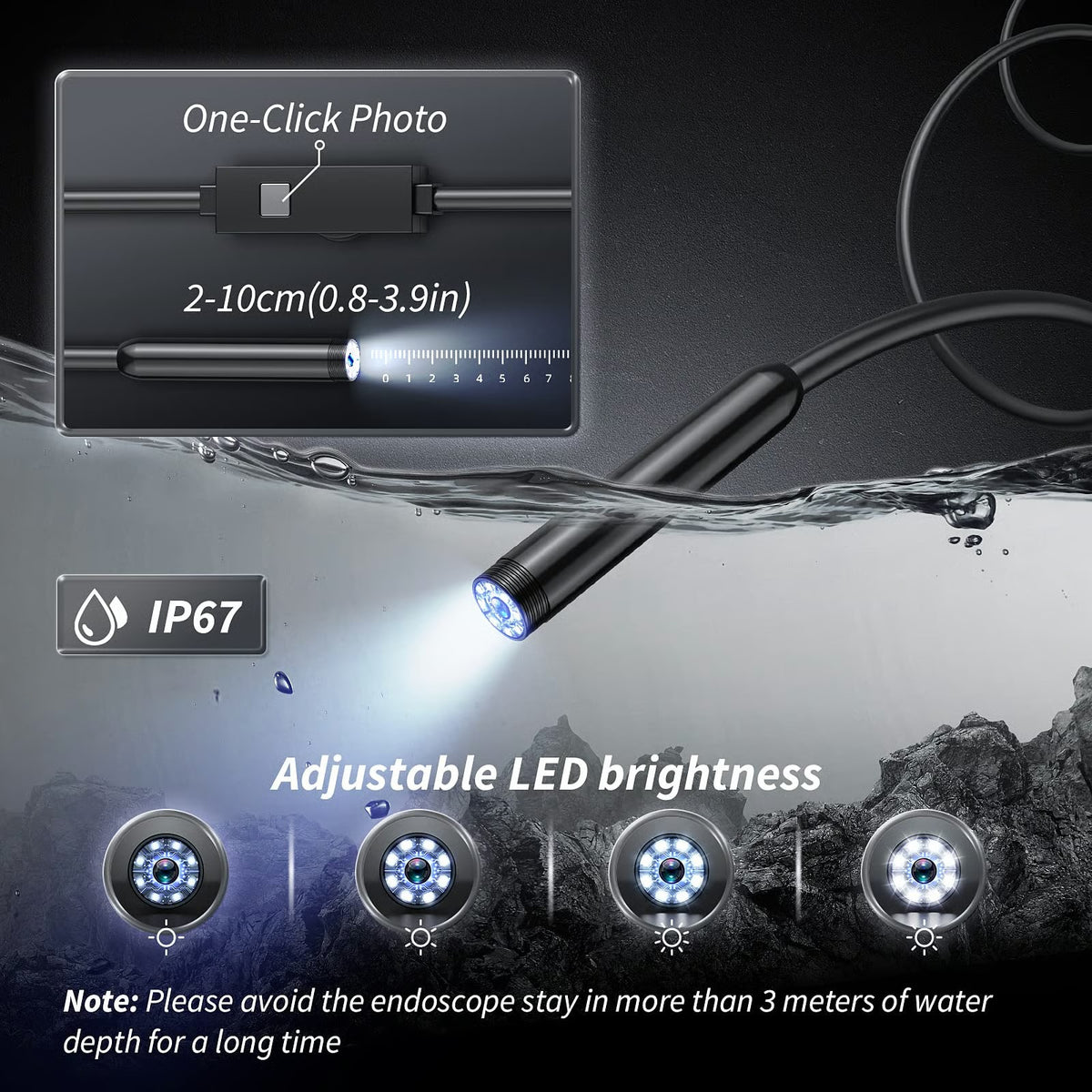 🔎 Plug-and-Play Endoscope Camera – Compatible with Android & iPhone & ipad for Direct Connection