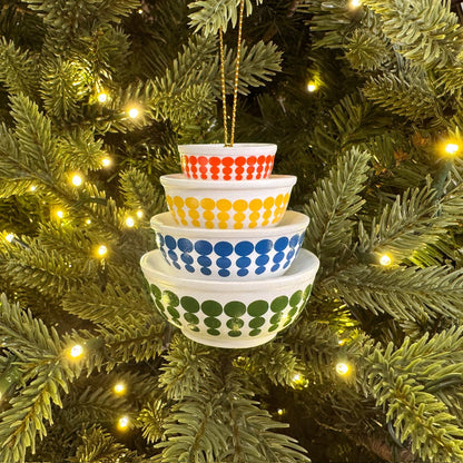 Retro Miniature Kitchen Bowl Stack Christmas Ornament Decor