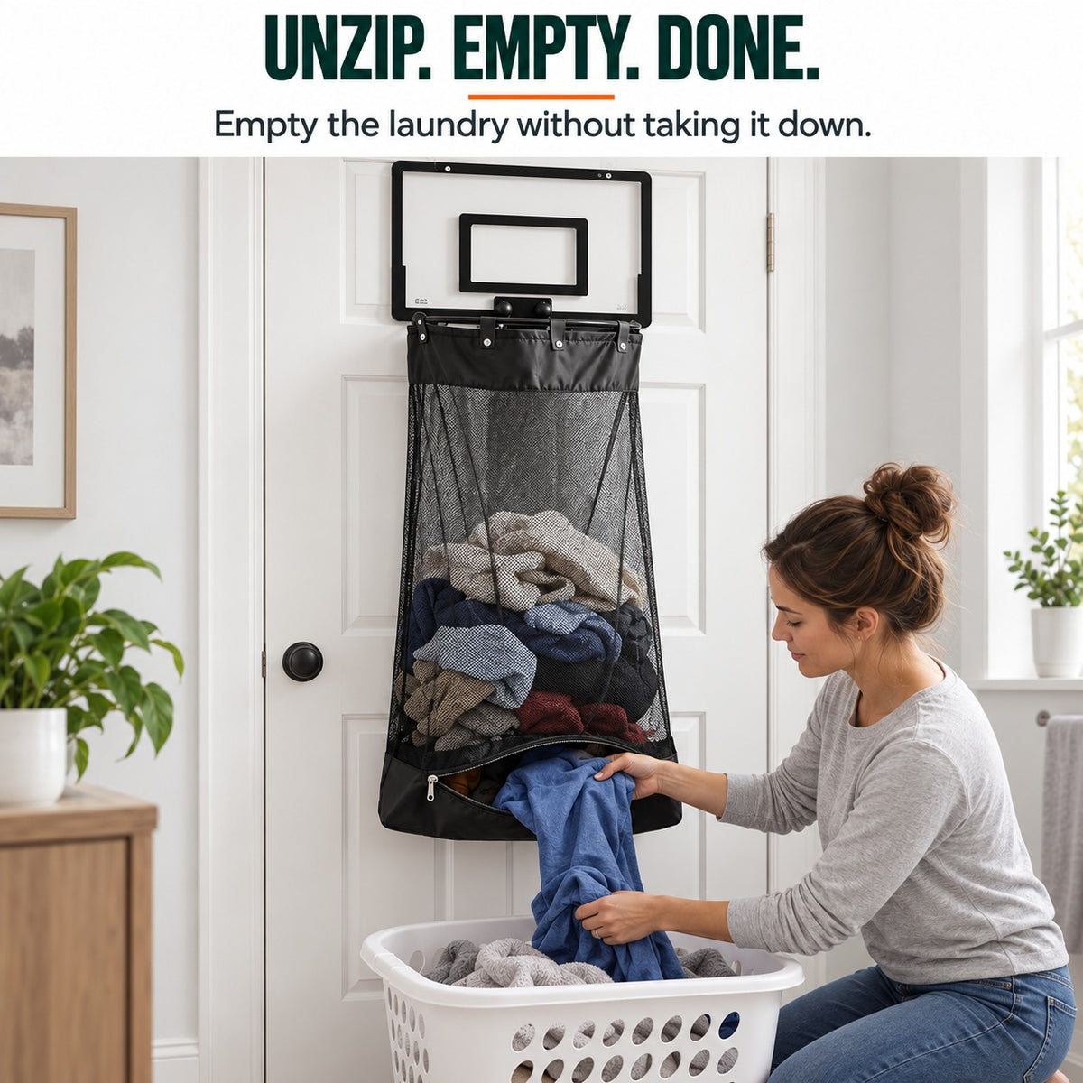 🏀 2-in-1 Over-The-Door Basketball Laundry Hamper
