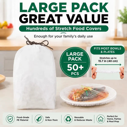🔥Limited Offer: Disposable Stretch Food Covers for Bowls & Plates | Buy 50 Get 50 Free, 100PCS Total🔥