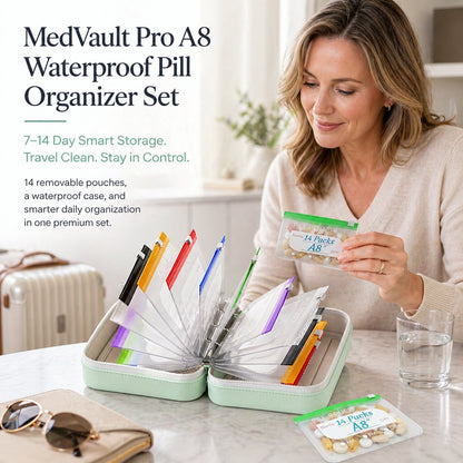💊 MedVault Pro A8 Waterproof Pill Organizer Set