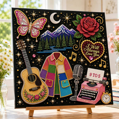 🎤 Premium 3D Pearl Dolly Country Music Tribute Art Kit | Luxury Flocked Canvas with Scratch-Resistant Non-Fading plastic Pearls & Faceted Drills DIY Keepsake Decor 💎✨