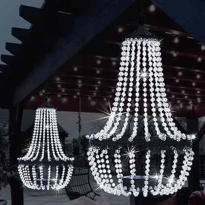 Solar Crystal Beaded Hanging Chandelier Light