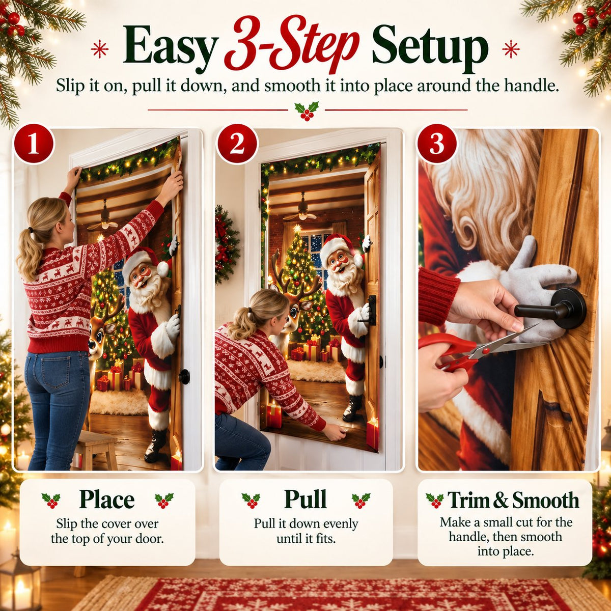 🎅 Santa & Reindeer Christmas Door Cover