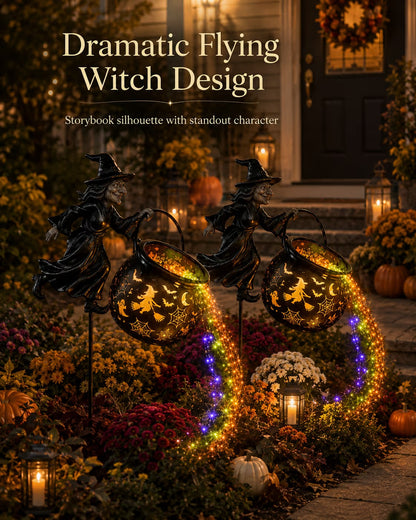 Halloween Witch Cauldron Garden Light
