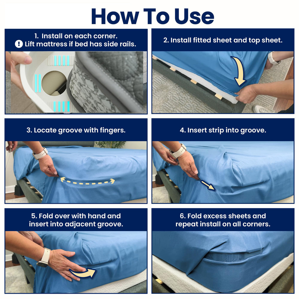 Invisible Bed Sheet And Mattress Cover Fastener--Four Packs