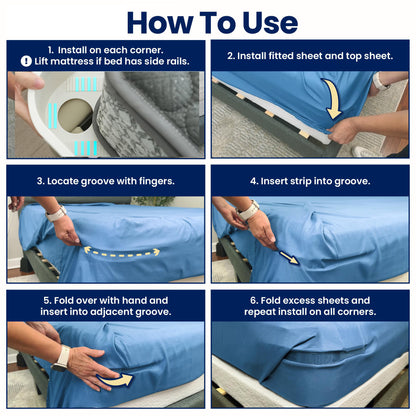 Invisible Bed Sheet And Mattress Cover Fastener--Four Packs
