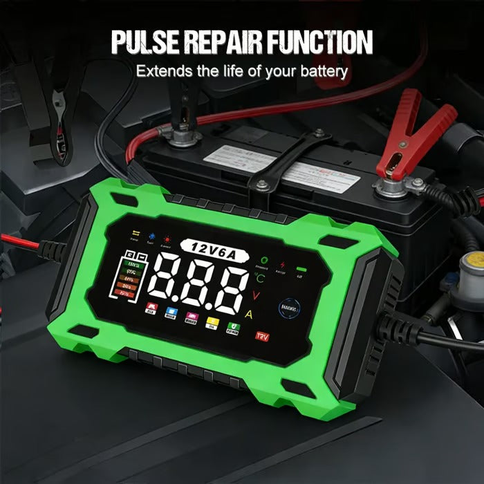 🔋 12V 6A Smart Car Battery Charger – Pulse Repair & Auto Maintenance | 50% OFF