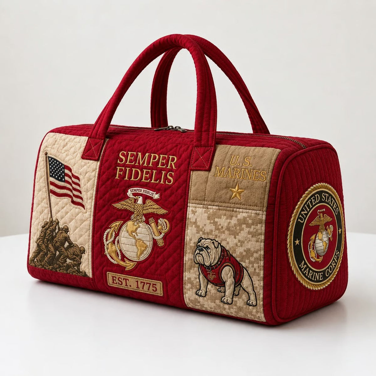 100% Handmade US Military Heritage Quilted Duffel Bag(𝐃𝐚𝐧𝐢𝐞𝐥 𝐁𝐫𝐨𝐨𝐤𝐬 𝐇𝐚𝐧𝐝𝐦𝐚𝐝𝐞®)