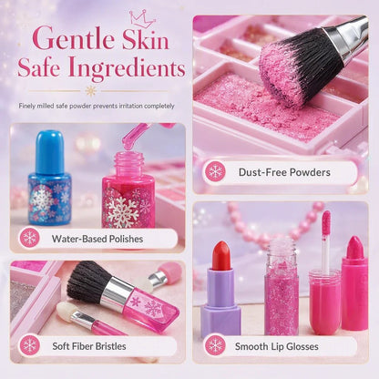 🎉49% OFF !! ⏰ Washable Princess Makeup Set – Non‑irritating, trays & portable case 🎀
