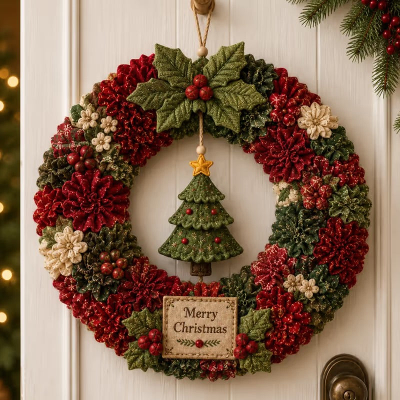 🎄 LAST DAY 50% OFF ✨ Make A Christmas Wreath You'll Be Proud To Display ❤ 3D Fabric Poke DIY Kit With Tutorial & Guide Included