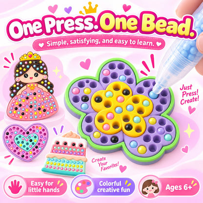 ✨ One-Press Bead Art Pen DIY Kit – 🎨 Creative Screen-Free Craft Set