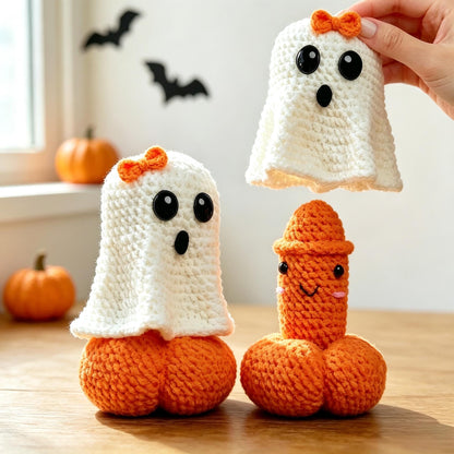 Hand-Crocheted Peekaboo Ghost Pumpkin