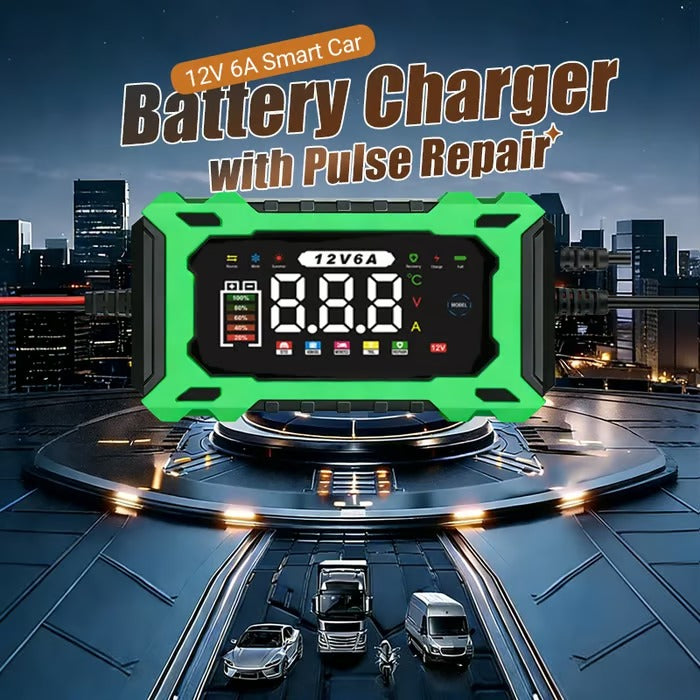 🔋 12V 6A Smart Car Battery Charger – Pulse Repair & Auto Maintenance | 50% OFF