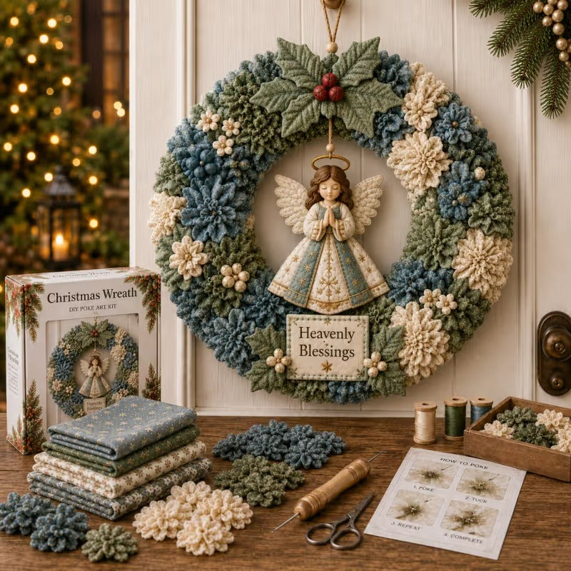 🎄 LAST DAY 50% OFF ✨ Make A Christmas Wreath You'll Be Proud To Display ❤ 3D Fabric Poke DIY Kit With Tutorial & Guide Included