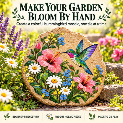 ⏳ Last Day 50% OFF – 🐦 Beginner-Friendly Hummingbird Wildflower Mosaic DIY Kit | Complete Kit with Mosaic Pieces, Tools & Guide Included 💕