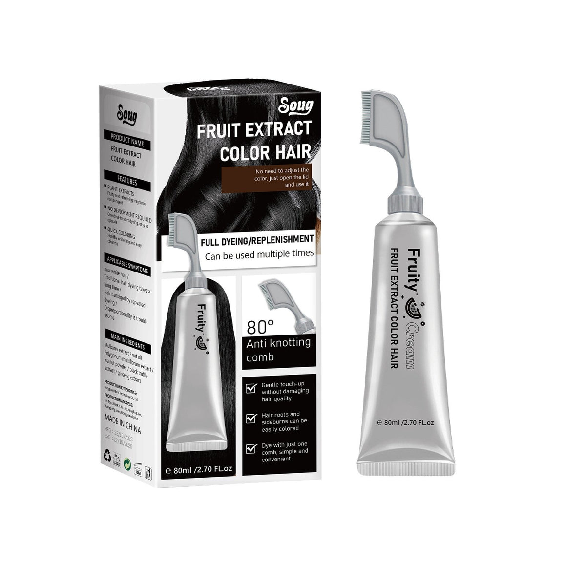 Hair Dye Comb for Fast Root Touch-Ups. Plant-Based. Scalp-Friendly
