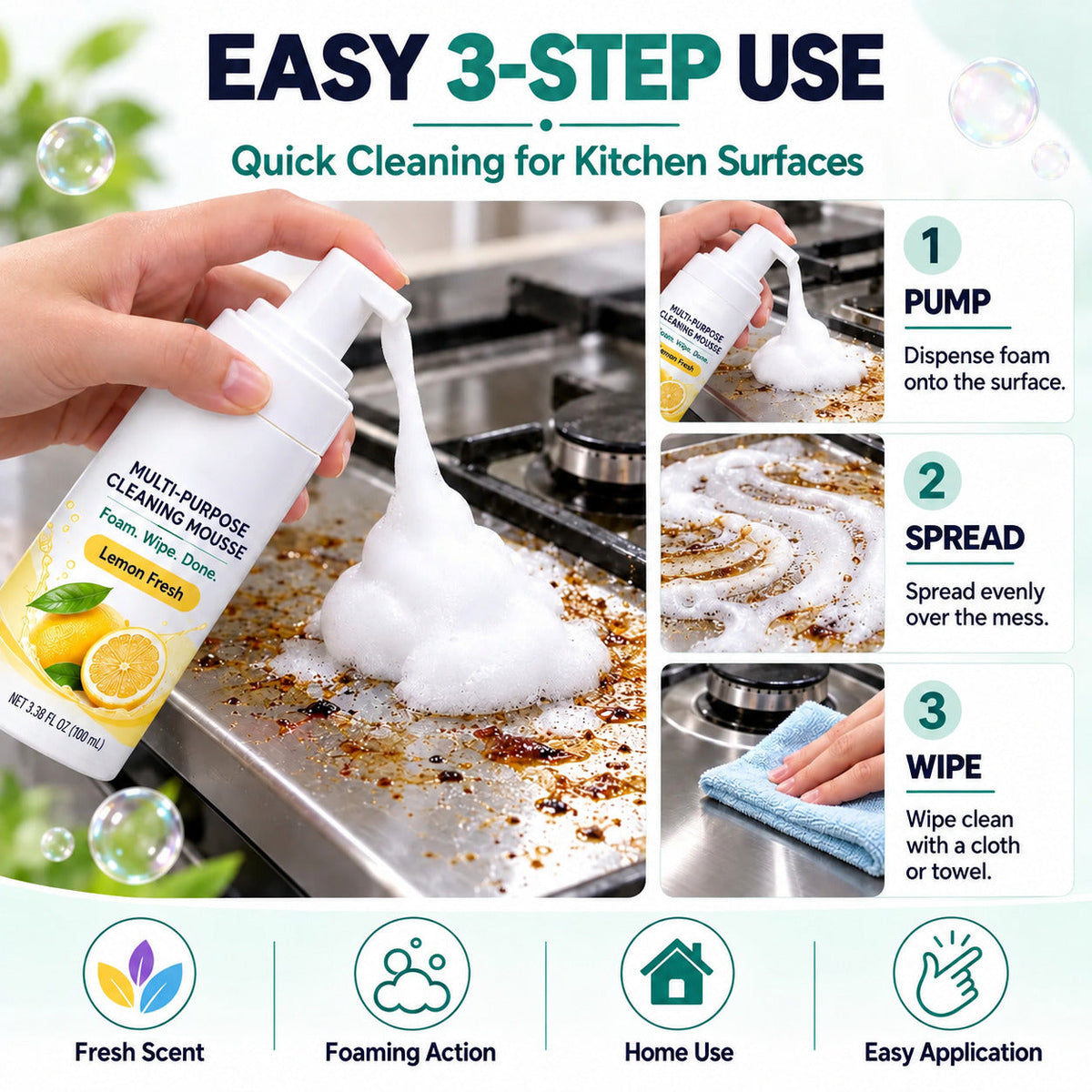 Multi-Purpose Cleaning Mousse | Powerful Foam for Everyday Messes