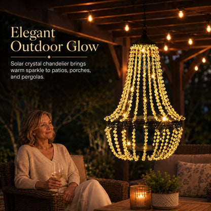 Solar Crystal Beaded Hanging Chandelier Light