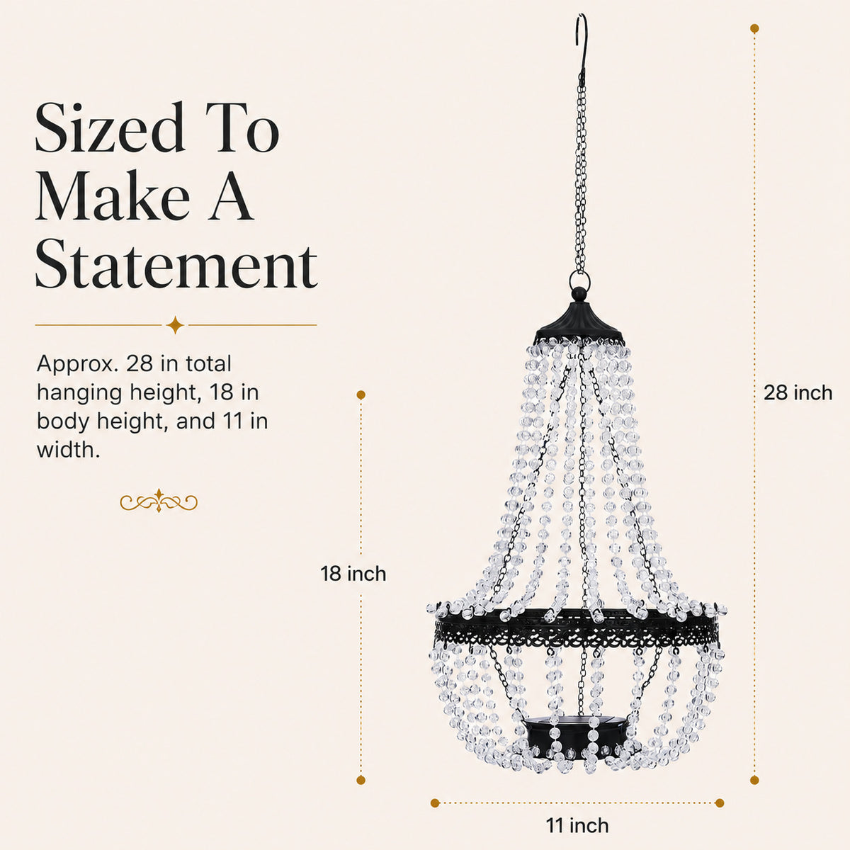 Solar Crystal Beaded Hanging Chandelier Light