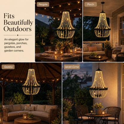 Solar Crystal Beaded Hanging Chandelier Light