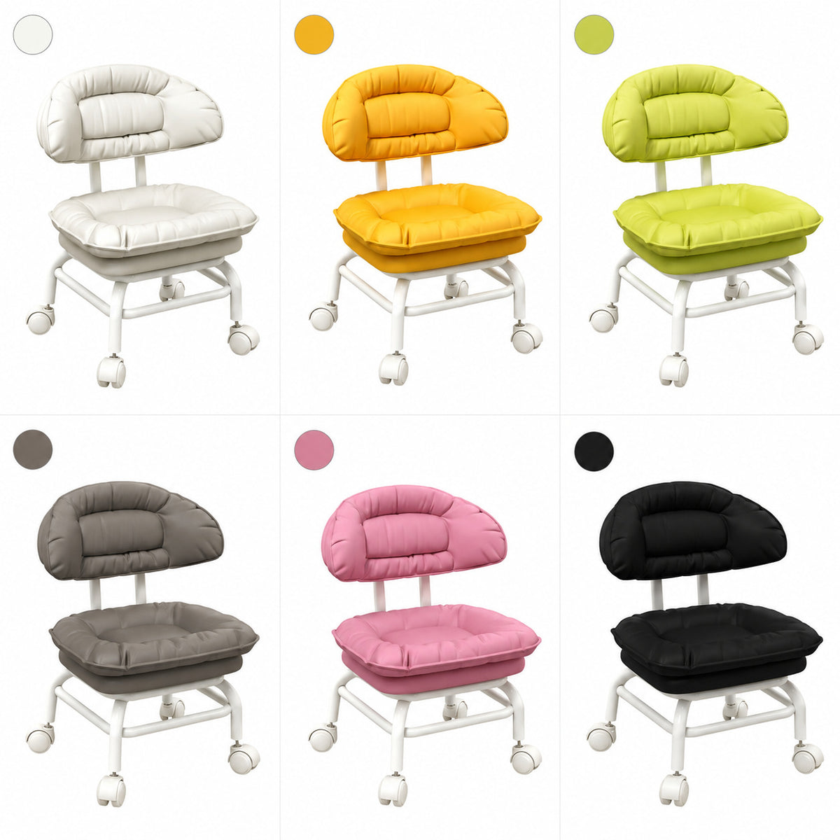 Rolling Backrest Chair with Quiet Wheels – Comfortable Padded Seat for Easy Home Tasks & Everyday Comfort