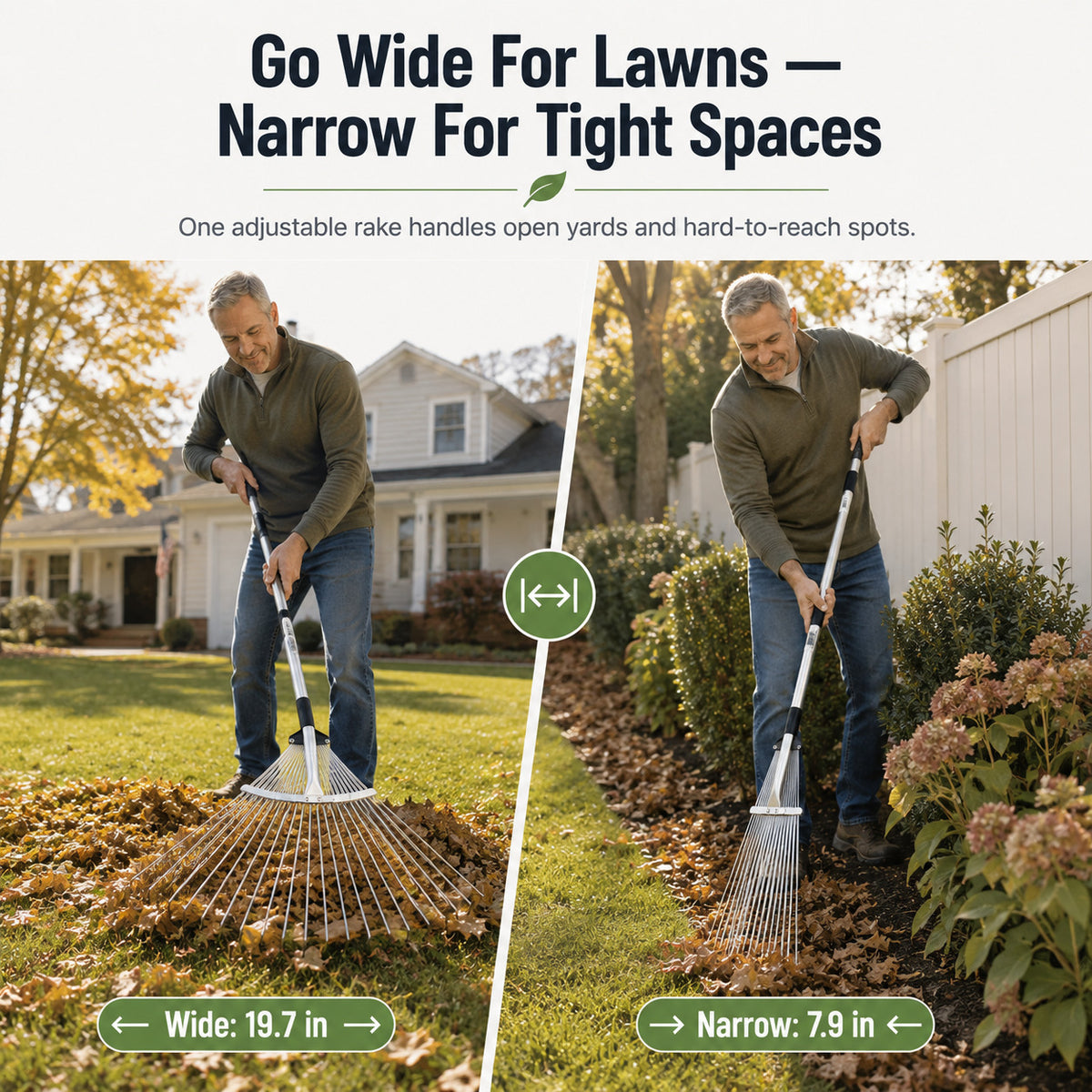 Adjustable Telescoping Garden Leaf Rake