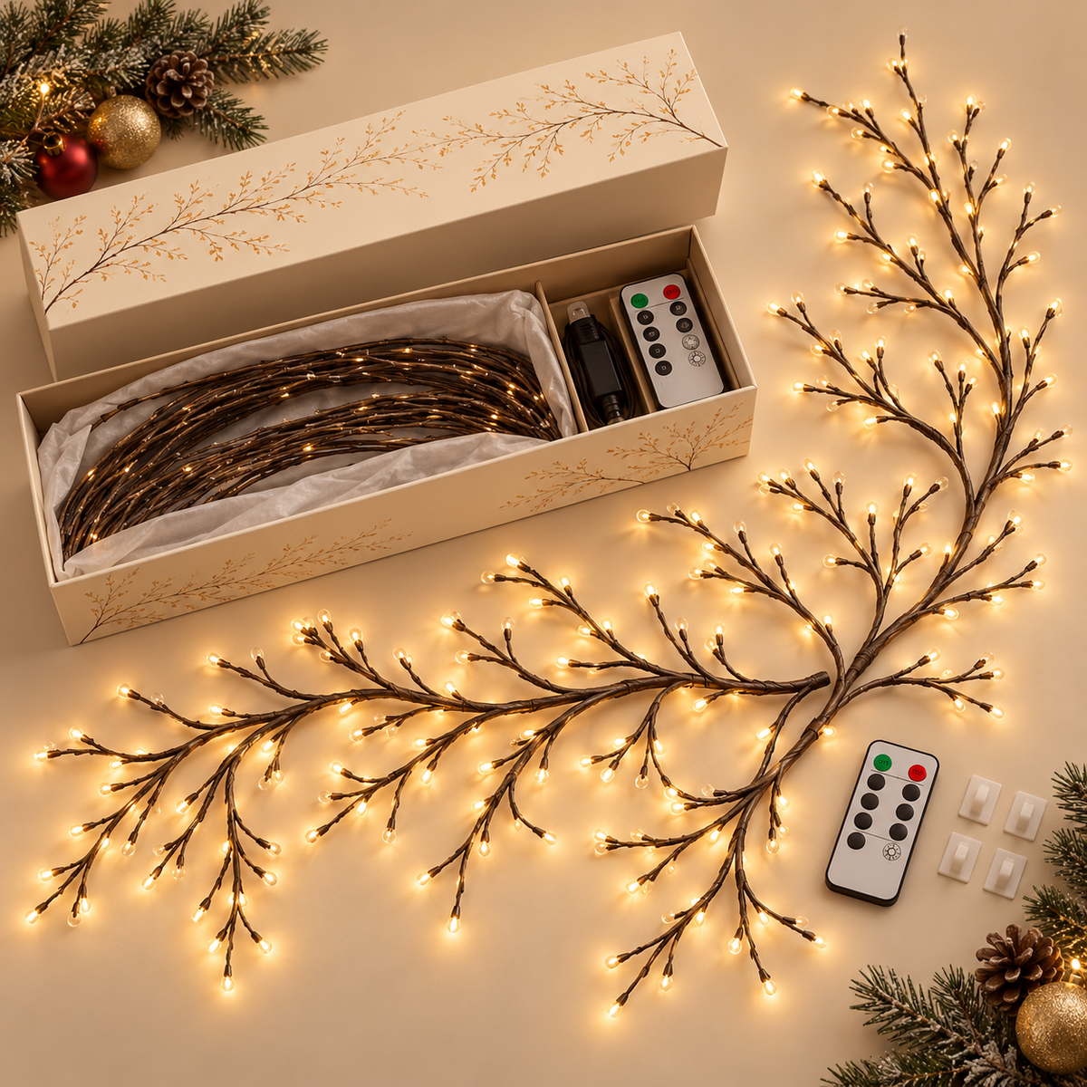 Flexible LED branch light set with remote control