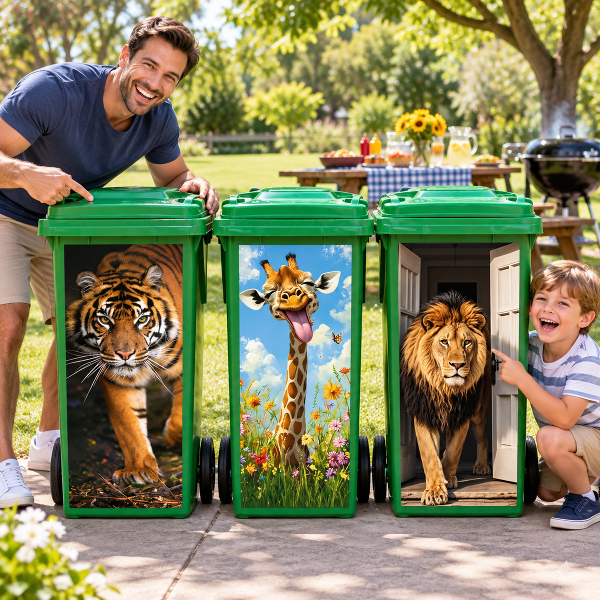Creative Trash Can Sticker with Colourful Cartoon✨
