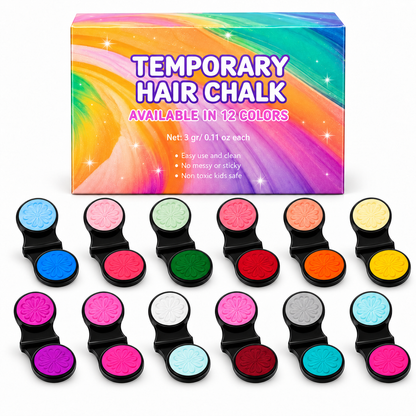 🌈 12-Color Temporary Hair Chalk Applicator Set