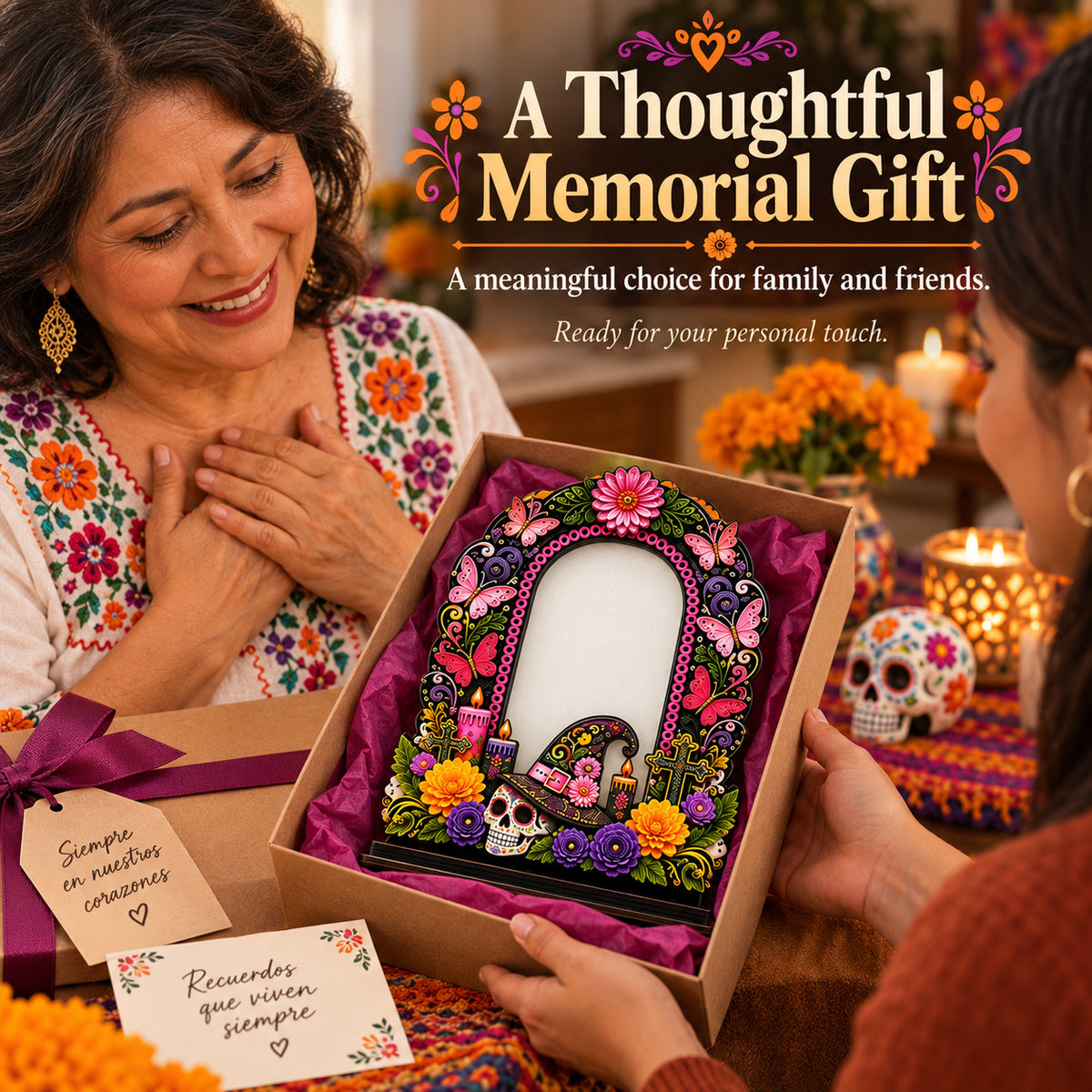 Día de los Muertos Wooden Memorial Photo Frame