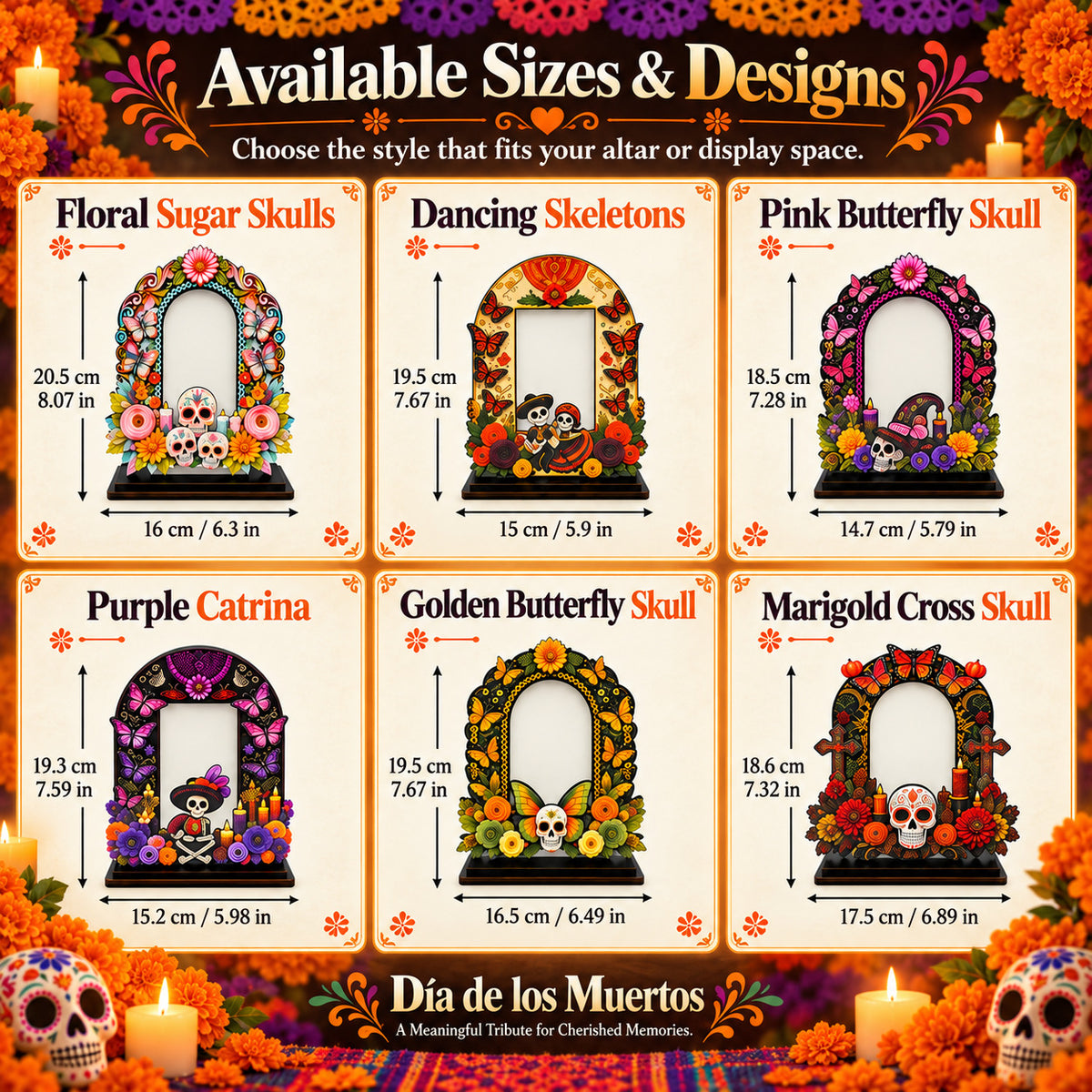 Día de los Muertos Wooden Memorial Photo Frame