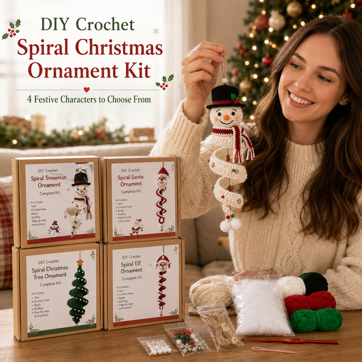 🪡 Crochet Spiral Christmas Ornament DIY Kit