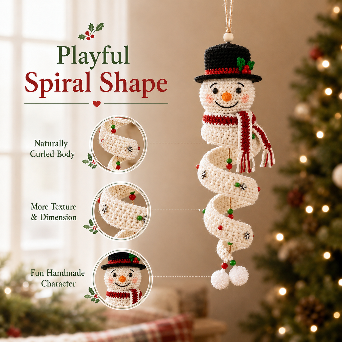 🪡 Crochet Spiral Christmas Ornament DIY Kit