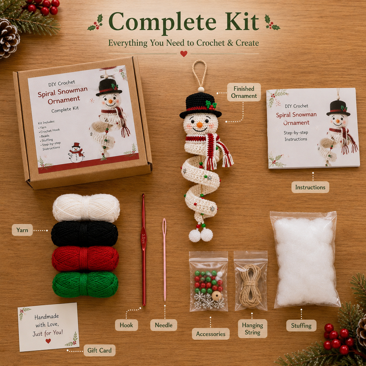🪡 Crochet Spiral Christmas Ornament DIY Kit