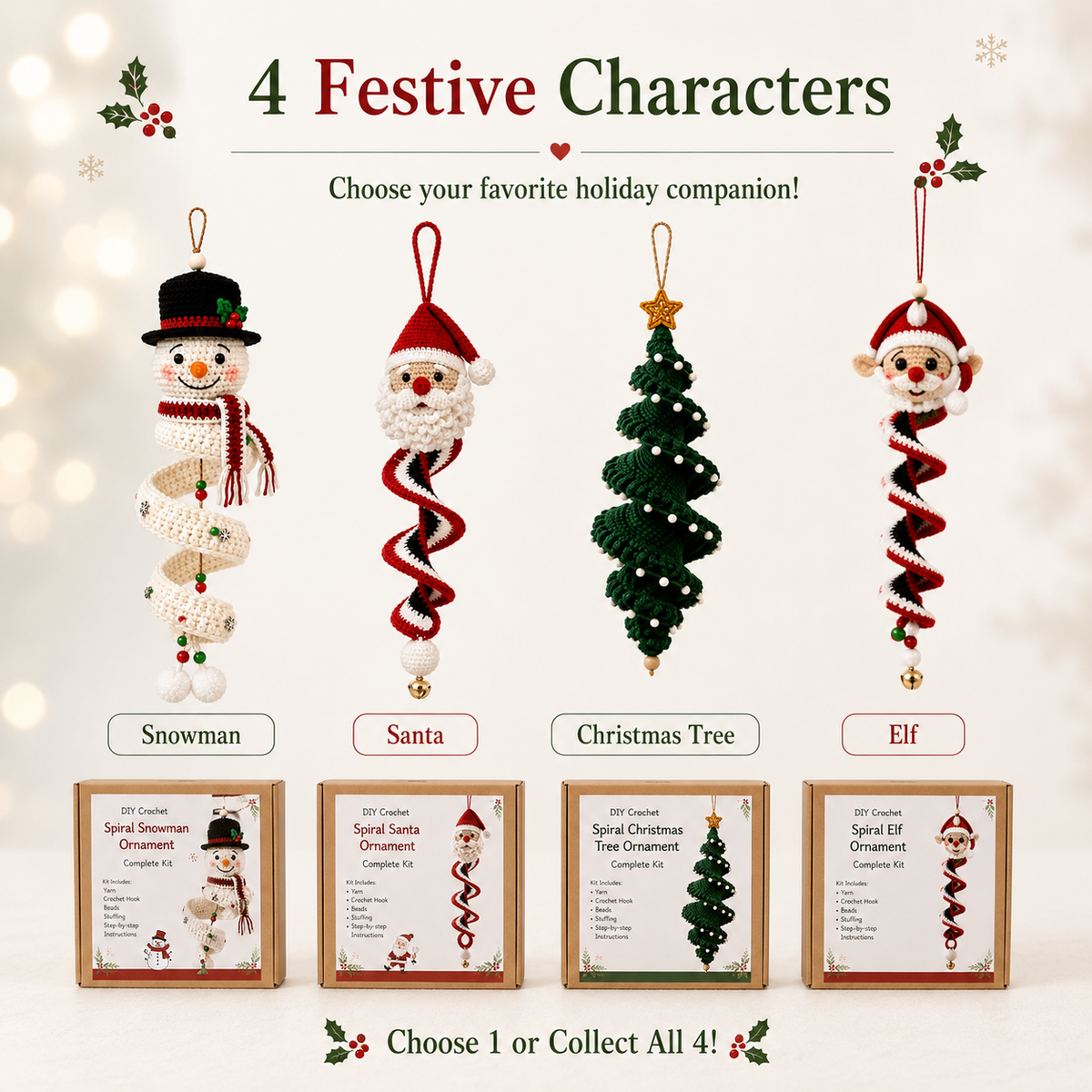🪡 Crochet Spiral Christmas Ornament DIY Kit