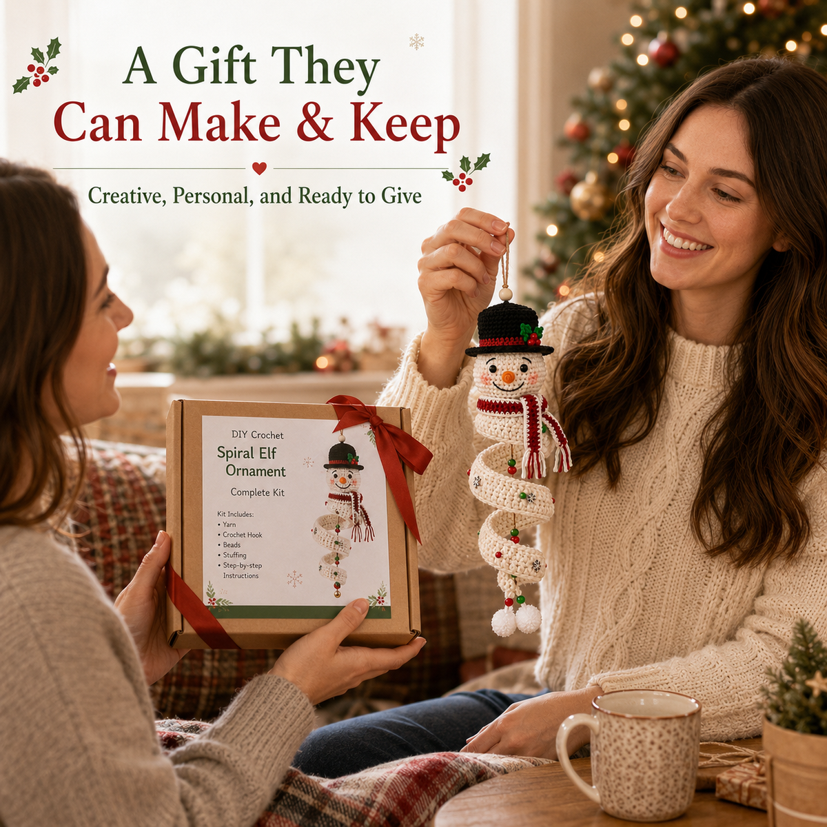 🪡 Crochet Spiral Christmas Ornament DIY Kit